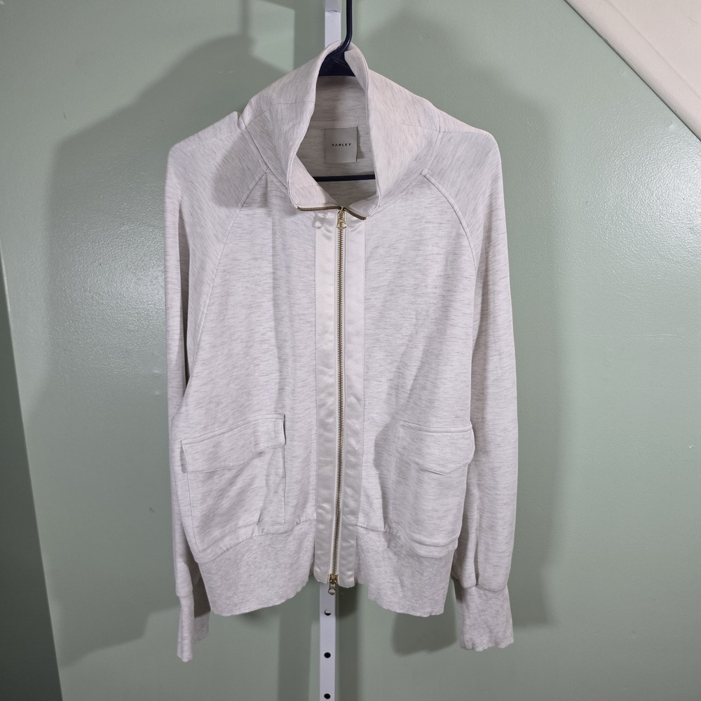 Varley Roxbury Zip-Through Sweat Jacket Ivory Marl Womens Size Large